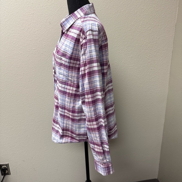 Rockies Purple Plaid Western Button Down Shirt Cotton Cowgirl Rodeo Large - Picture 5 of 11